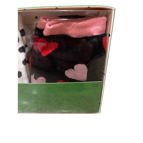 New! Valentine’s Kate Spade Crew Socks set of 3 Hearts White Pink Red - Picture 2 of 5